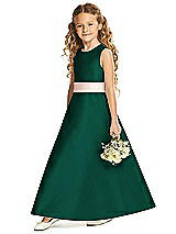 Front View Thumbnail - Hunter Green & Blush Flower Girl Dress FL4062