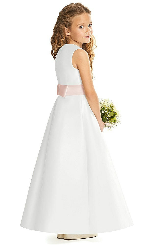 Back View - White & Blush Flower Girl Dress FL4062