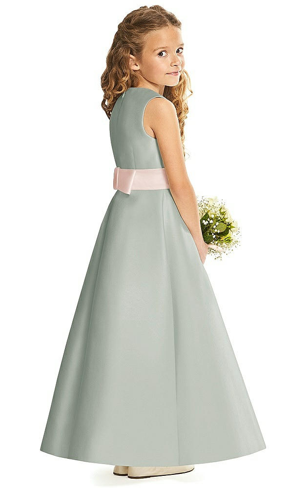 Back View - Willow Green & Blush Flower Girl Dress FL4062