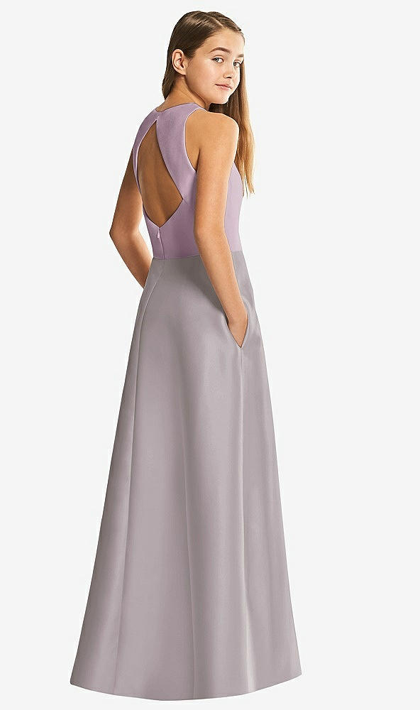 Front View - Cashmere Gray & Suede Rose Alfred Sung Junior Bridesmaid Style JR545