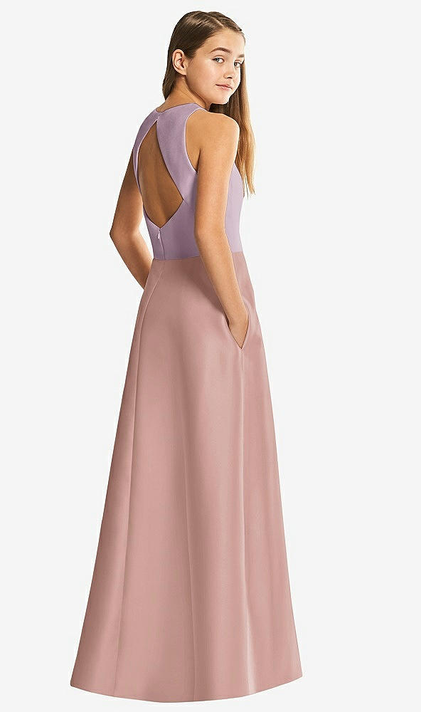 Front View - Neu Nude & Suede Rose Alfred Sung Junior Bridesmaid Style JR545