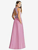 Front View Thumbnail - Powder Pink & Suede Rose Alfred Sung Junior Bridesmaid Style JR545