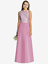 Rear View Thumbnail - Powder Pink & Suede Rose Alfred Sung Junior Bridesmaid Style JR545