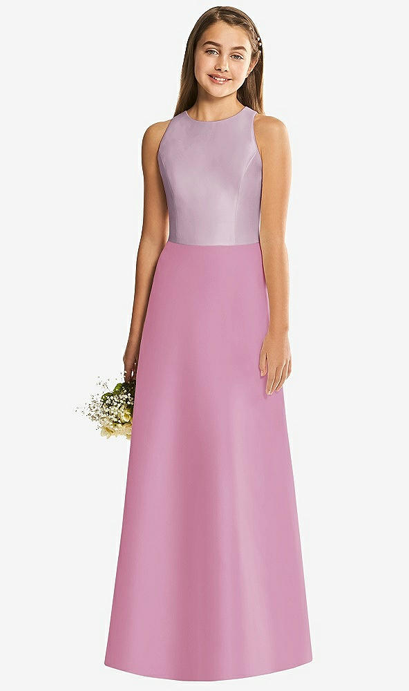 Back View - Powder Pink & Suede Rose Alfred Sung Junior Bridesmaid Style JR545
