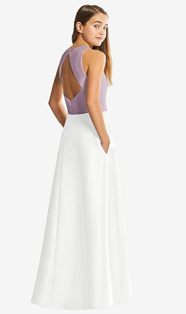 Front View - White & Suede Rose Alfred Sung Junior Bridesmaid Style JR545