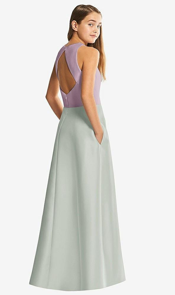 Front View - Willow Green & Suede Rose Alfred Sung Junior Bridesmaid Style JR545