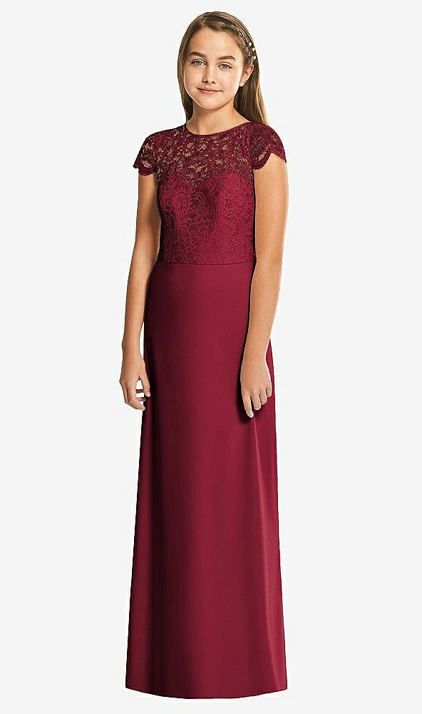 Front View - Burgundy Alfred Sung Junior Bridesmaid Dress JR546