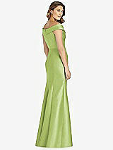 Rear View Thumbnail - Mojito Off-the-Shoulder Cuff Trumpet Gown with Front Slit
