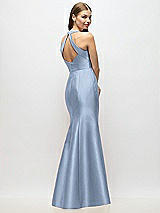 Alt View 3 Thumbnail - Cloudy V-Neck Halter Satin Trumpet Gown