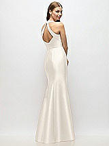 Alt View 3 Thumbnail - Ivory V-Neck Halter Satin Trumpet Gown