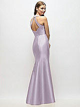 Alt View 3 Thumbnail - Lilac Haze V-Neck Halter Satin Trumpet Gown