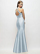 Alt View 3 Thumbnail - Mist V-Neck Halter Satin Trumpet Gown