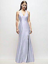 Alt View 1 Thumbnail - Silver Dove V-Neck Halter Satin Trumpet Gown