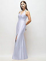 Alt View 2 Thumbnail - Silver Dove V-Neck Halter Satin Trumpet Gown