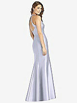 Rear View Thumbnail - Silver Dove V-Neck Halter Satin Trumpet Gown