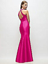 Alt View 3 Thumbnail - Think Pink V-Neck Halter Satin Trumpet Gown