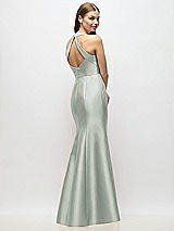 Alt View 3 Thumbnail - Willow Green V-Neck Halter Satin Trumpet Gown