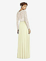 Rear View Thumbnail - Butter Yellow & Ivory Long Sleeve Illusion-Back Lace and Chiffon Dress