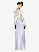Rear View Thumbnail - Silver Dove & Ivory Long Sleeve Illusion-Back Lace and Chiffon Dress