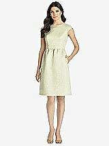 Front View Thumbnail - Mint Gold Full Midi Natural Waist Cap Sleeve Dress