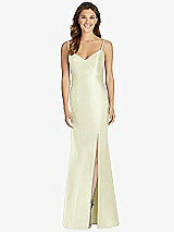 Front View Thumbnail - Butter Yellow Maxi Length Spaghetti Strap Mermaid Dress