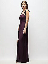 Alt View 2 Thumbnail - Deep Plum Tie-Shoulder Chiffon Maxi Dress with Front Slit