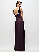 Alt View 3 Thumbnail - Deep Plum Tie-Shoulder Chiffon Maxi Dress with Front Slit