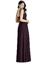 Rear View Thumbnail - Deep Plum Tie-Shoulder Chiffon Maxi Dress with Front Slit