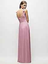 Alt View 3 Thumbnail - Dusty Pink Tie-Shoulder Chiffon Maxi Dress with Front Slit