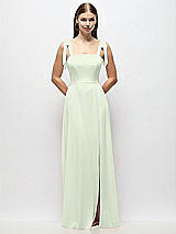 Alt View 1 Thumbnail - Mint Green Tie-Shoulder Chiffon Maxi Dress with Front Slit