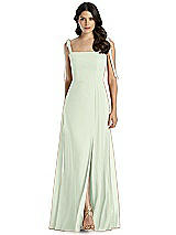Front View Thumbnail - Mint Green Tie-Shoulder Chiffon Maxi Dress with Front Slit