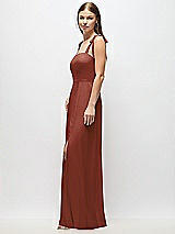 Alt View 2 Thumbnail - Auburn Moon Tie-Shoulder Chiffon Maxi Dress with Front Slit
