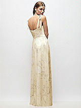 Rear View Thumbnail - Butter Yellow Floral Tie-Shoulder Chiffon Maxi Dress with Front Slit