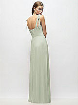 Alt View 3 Thumbnail - Celadon Tie-Shoulder Chiffon Maxi Dress with Front Slit