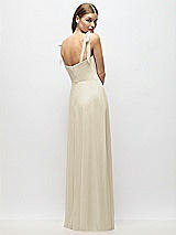 Alt View 3 Thumbnail - Champagne Tie-Shoulder Chiffon Maxi Dress with Front Slit