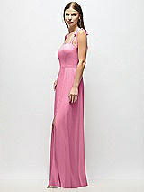 Alt View 2 Thumbnail - Orchid Pink Tie-Shoulder Chiffon Maxi Dress with Front Slit