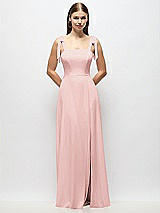 Alt View 1 Thumbnail - Rose Tie-Shoulder Chiffon Maxi Dress with Front Slit