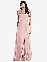 Front View Thumbnail - Rose Tie-Shoulder Chiffon Maxi Dress with Front Slit