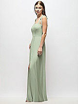 Alt View 2 Thumbnail - Sage Tie-Shoulder Chiffon Maxi Dress with Front Slit