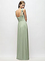 Alt View 3 Thumbnail - Sage Tie-Shoulder Chiffon Maxi Dress with Front Slit
