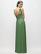 Alt View 3 Thumbnail - Vineyard Green Tie-Shoulder Chiffon Maxi Dress with Front Slit