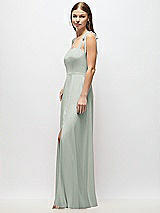 Alt View 2 Thumbnail - Willow Green Tie-Shoulder Chiffon Maxi Dress with Front Slit