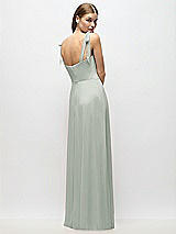 Alt View 3 Thumbnail - Willow Green Tie-Shoulder Chiffon Maxi Dress with Front Slit