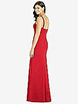 Rear View Thumbnail - Parisian Red Flat Strap Stretch Mermaid Dress with Front Slit