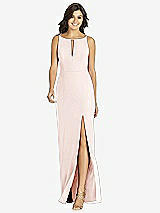 Front View Thumbnail - Blush Keyhole Neck Mermaid Dress with Front Slit