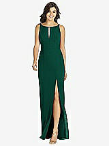 Front View Thumbnail - Hunter Green Keyhole Neck Mermaid Dress with Front Slit