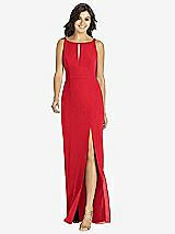 Front View Thumbnail - Parisian Red Keyhole Neck Mermaid Dress with Front Slit