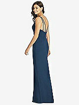 Rear View Thumbnail - Sofia Blue Keyhole Neck Mermaid Dress with Front Slit