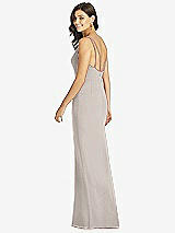 Rear View Thumbnail - Taupe Keyhole Neck Mermaid Dress with Front Slit