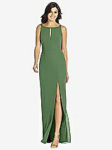 Front View Thumbnail - Vineyard Green Keyhole Neck Mermaid Dress with Front Slit